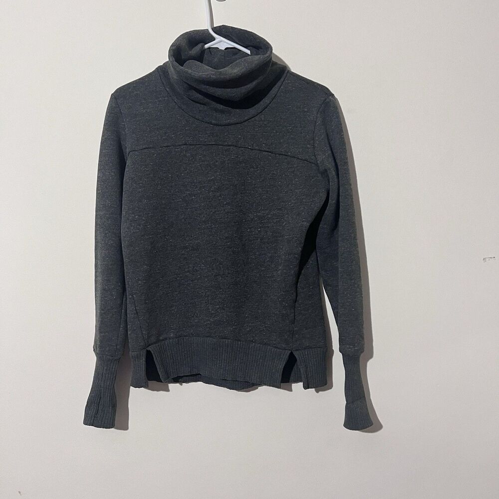 Alo Yoga Hazy Mock Funnel Neck Sweatshirt heather gray  Thumb Holes Sz Xs Women